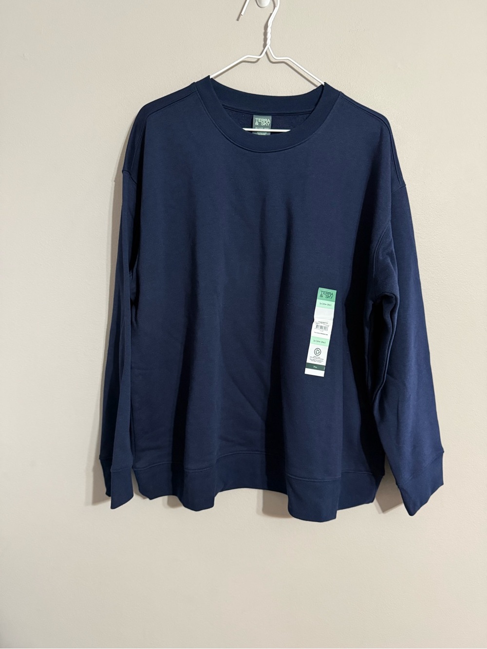 Terra & Sky Women’s Dark Navy Blue Fleece Sweatshirt 1x